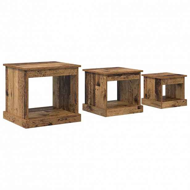 vidaXL Konferenční stolek 3 ks Staré dřevo 48 x 45 x 45 cm