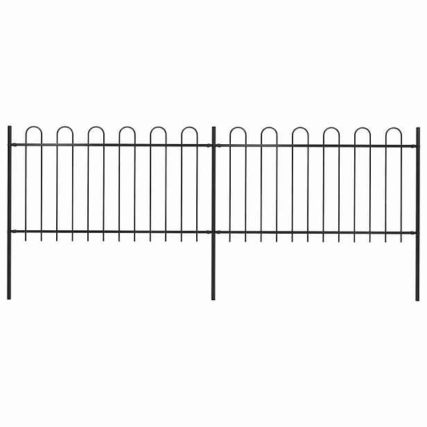 vidaXL Zahradní plot s obloukem nahoře ocelový 337 x 100 cm černý