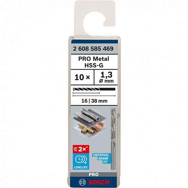 Bosch - Sada vrtáků do kovu, 1,3x38 mm, 10 ks 2608585469