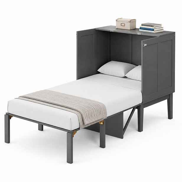 CHICFURN SKLÁPĚCÍ POSTEL 90/200 cm v šedé barvě s úložným prostorem