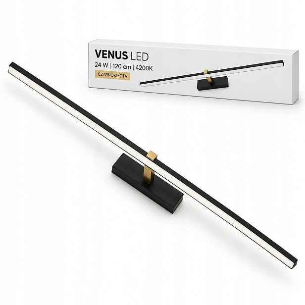 Koupelnová lampa Venus 24W 120 cm černo-zlatá Led nad zrcadlo 4200K IP44