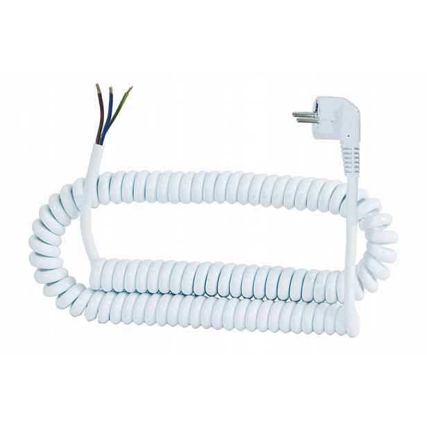 Připojovací spirálový kabel s úhlovou zástrčkou 3x1 mm2 roztažitelný 10 m