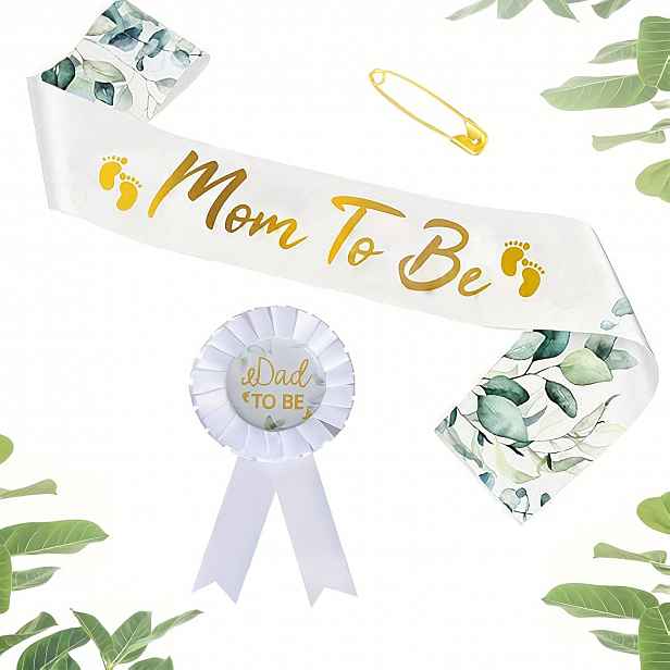 TEMU Šerpa pro Maminku a Odznak pro Tátu – Dekorace na Oslavu Odhalení Pohlaví, Dárek pro Těhotnou Mamičku, Baby Shower Party