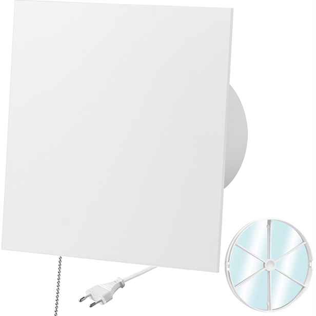 Ventilátor S Abs Zpětným Ventilem Bílý Lesk Vypínač A Zástrčka Fi 100