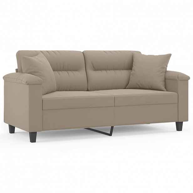 vidaXL 2místná pohovka s polštáři taupe 140 cm tkanina z mikrovlákna