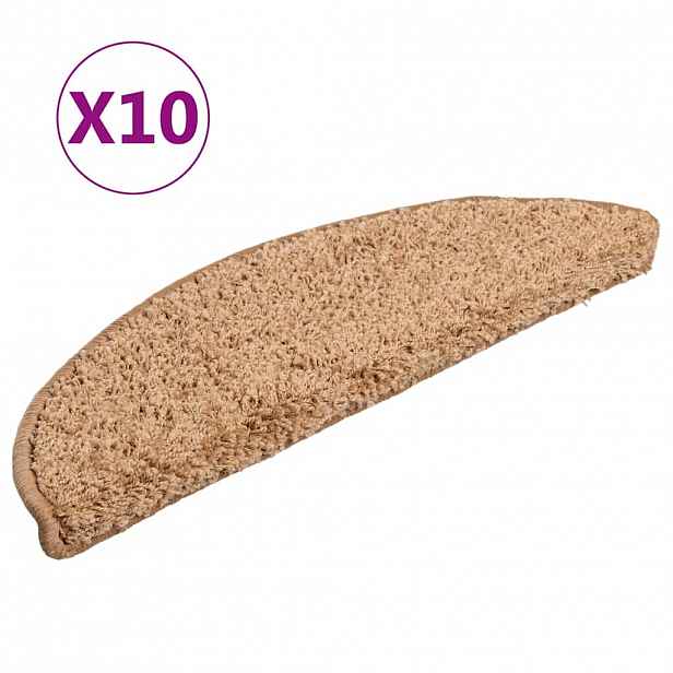 vidaXL Schodové rohože 10 ks 56 x 17 x 3 cm béžové, půlkulaté