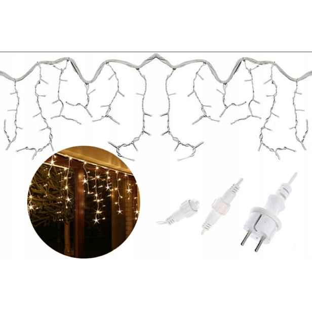 Venkovní Vánoční Lampy 300 Led 14,5 M Rampouchů, Teplá Bílá Barva