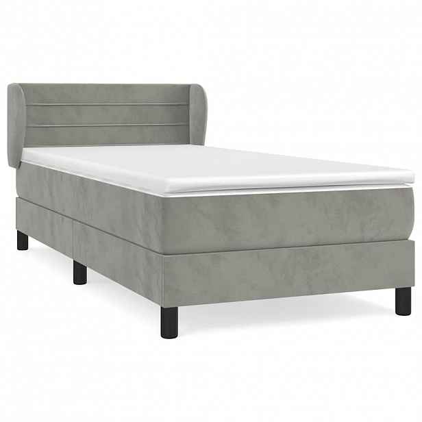 vidaXL Box spring postel s matrací světle šedá 100x200 cm samet