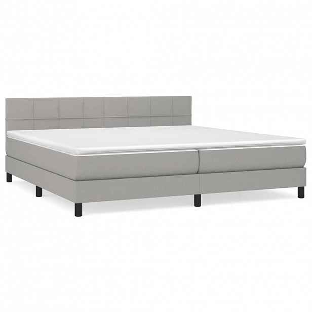 vidaXL Box spring postel s matrací světle šedá 200 x 200 cm textil