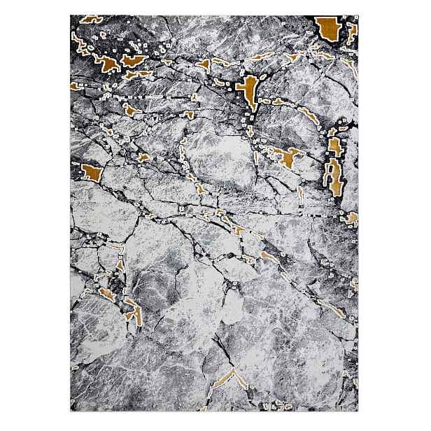 Kusový koberec Gloss 528A 58 3D mramor ivory/black, 80x150, šedá, kancelář, Dywany Łuszczów