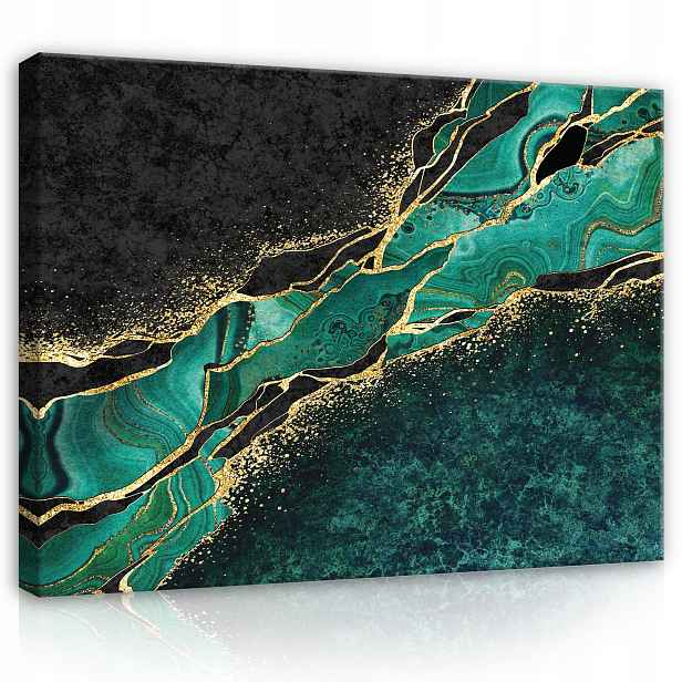 Obraz 100x75 Mramor malachit textura zlato abstrakce minerál luxus
