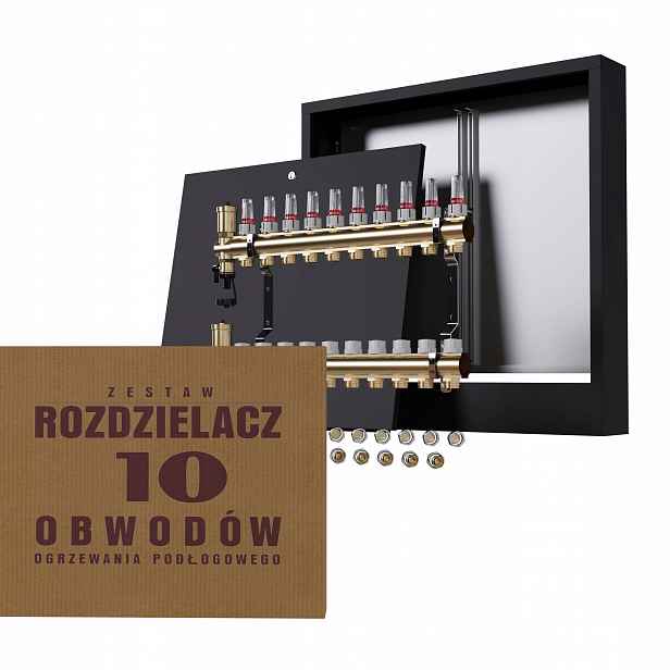Rozdělovač pro podlahové vytápění 10 nástěnný box černý Pex