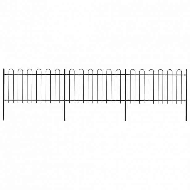 vidaXL Zahradní plot s obloukem nahoře ocelový 504 x 100 cm černý