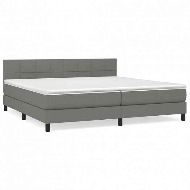 vidaXL Box spring postel s matrací tmavě šedá 200x200 cm textil