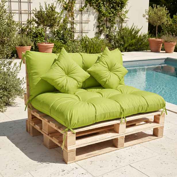 Polstr CARLOS color 19 limonka, sedák 120x80 cm, opěrka 120x40 cm, paletové prošívané sezení Mybesthome