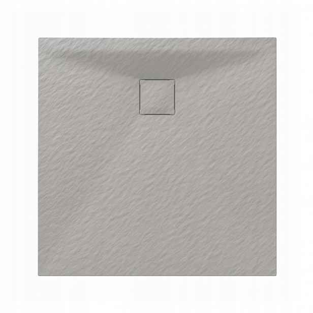 Sprchová Vanička 90X90 CM Obdélníková, Nízká Šedá Struktura Kamene Teja Se Sifonem