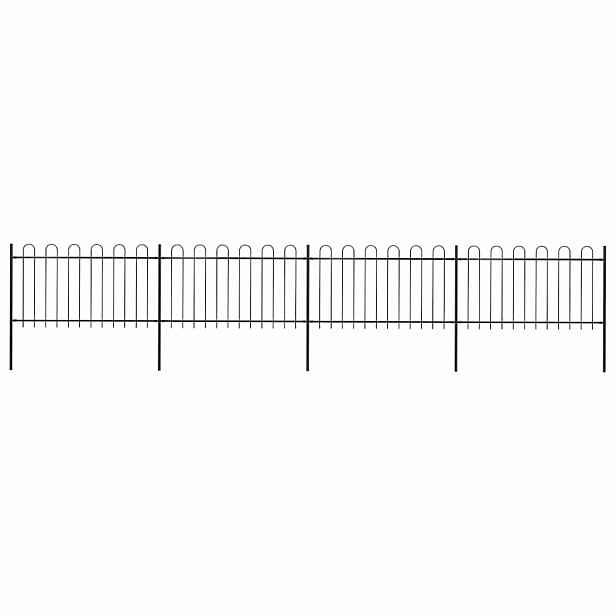 vidaXL Zahradní plot s obloukem nahoře ocelový 671 x 100 cm černý