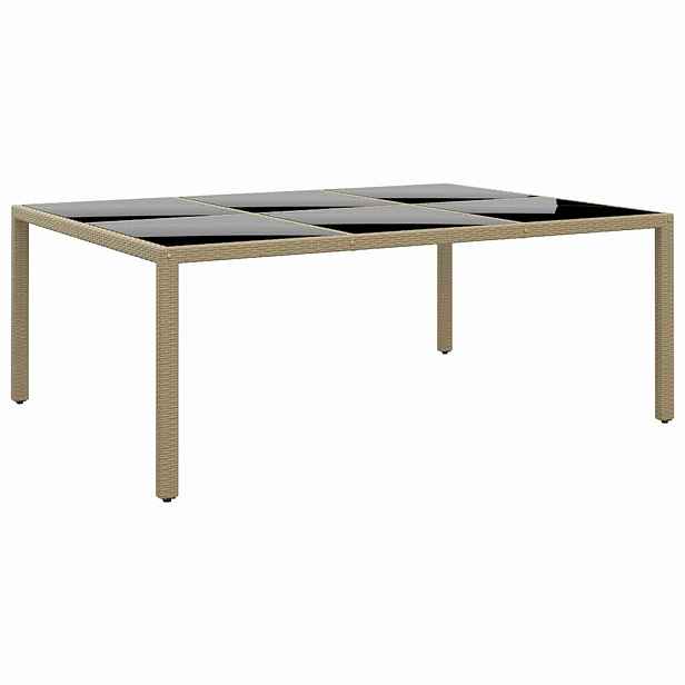 vidaXL Zahradní stůl 200 x 150 x 75 cm tvrzené sklo a polyratan béžový