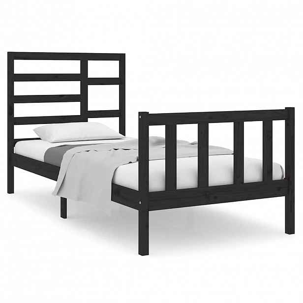 vidaXL Rám postele černý masivní dřevo 75 x 190 cm malé jednolůžko