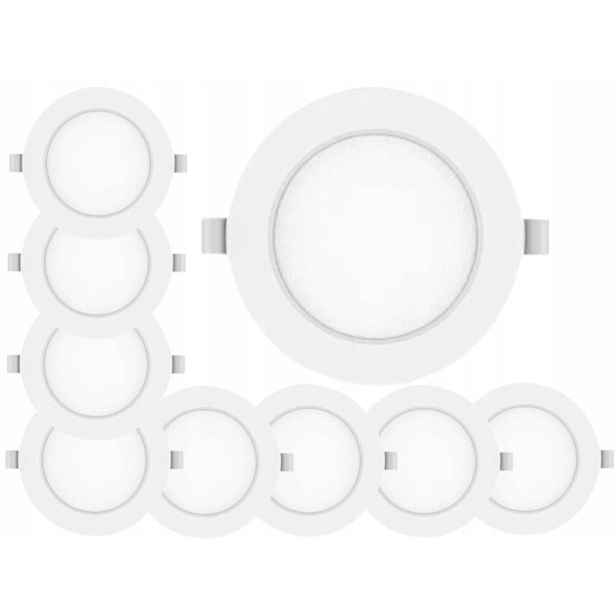 9x Lampa Objímka Panel Zapuštěná do stropu Slim Led 6W Barva Studená 6500K