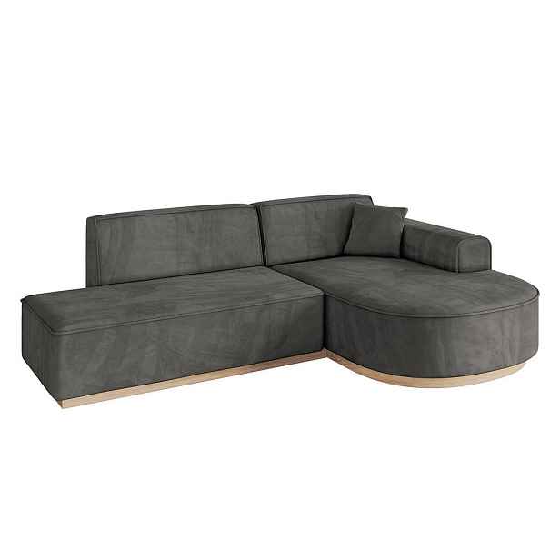 ALTDECOR ROHOVÁ SEDAČKA s otomanem, pravá ARRIO-L1 243x171x83 Tmavě šedá Velur