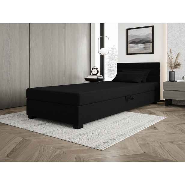 Čalouněná postel 80x195 KASANDRA 1 s úložným prostorem - černá