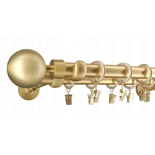 Dvojitá Garnýž Kovová lux matný mosaz mix koncovek 19+19 mm 120 cm