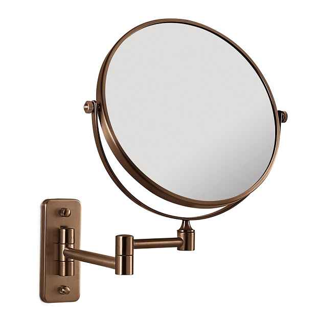 Gedy GAIA kosmetické zrcátko závěsné, O 180mm, oboustranné, měď mat