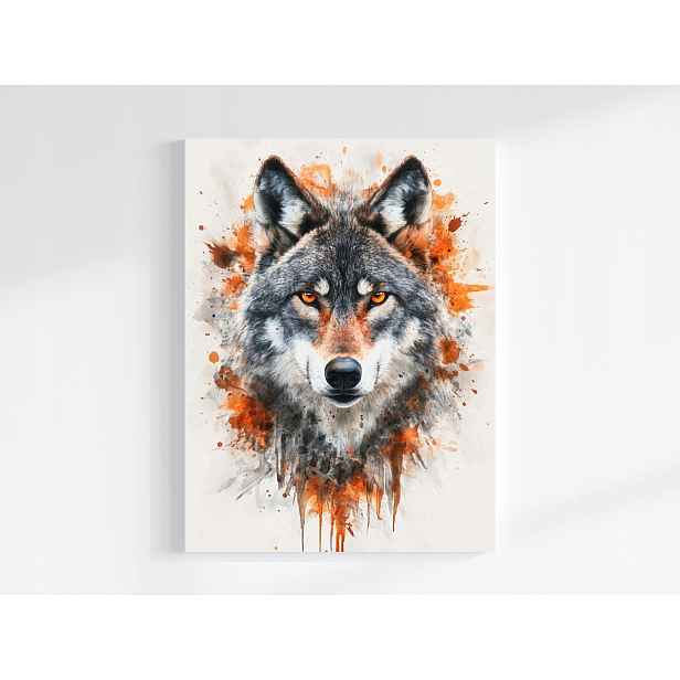 Obraz Na Plátně Canvas Akvarel Příroda Portrét Vlk Šedá Rudost 60x80