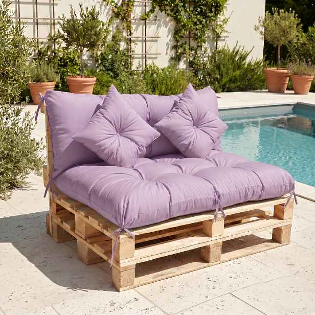 Polstr CARLOS color 30 lila, sedák 120x80 cm, opěrka 120x40 cm, paletové prošívané sezení Mybesthome