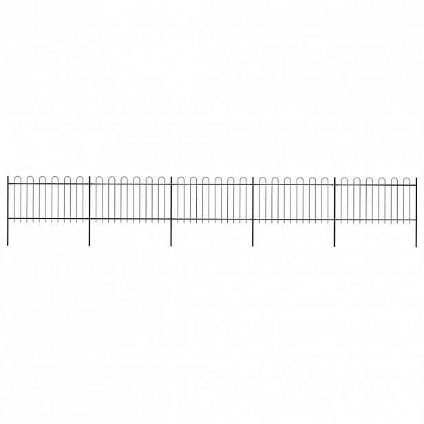 vidaXL Zahradní plot s obloukem nahoře ocelový 838 x 100 cm černý