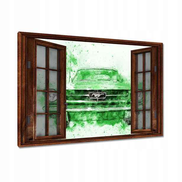 Obrazy 90x60 Zelený akvarel Mustang