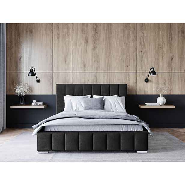 Čalouněná postel 180x200 MANUELA 1 s úložným prostorem - černá