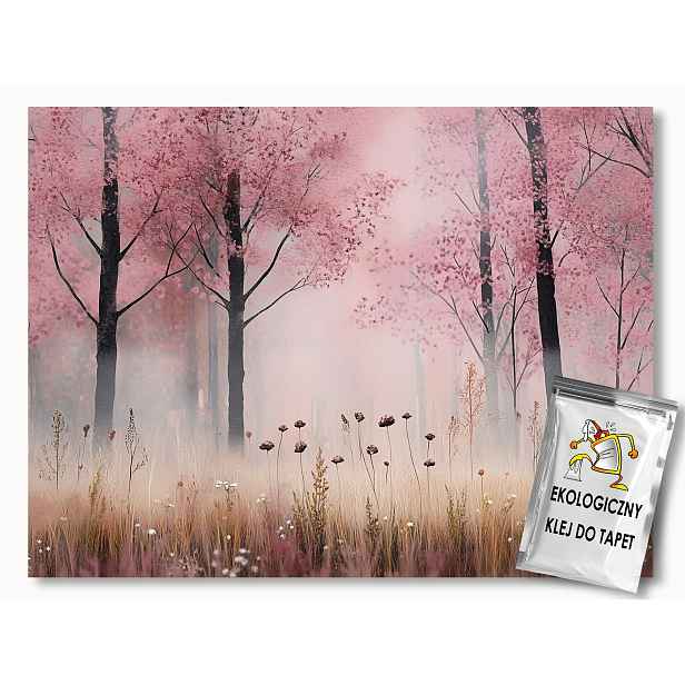 Fototapeta Flizelina Krajina Příroda Les Růžové Stromy Louka 416x254 130g