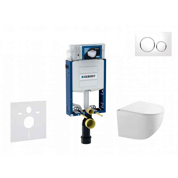 Geberit Kombifix - Set předstěnové instalace, klozetu Gaia a sedátka softclose, tlačítko Sigma20, bílá/chrom SANI15CA3114