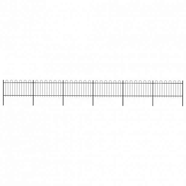 vidaXL Zahradní plot s obloukem nahoře ocelový 1005 x 100 cm černý