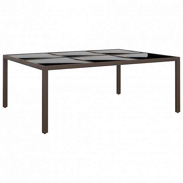 vidaXL Zahradní stůl se skleněnou deskou hnědý 200 x 150 x 75 cm ratan
