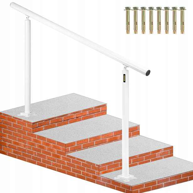 Vnější schodišťové zábradlí 152 cm nastavitelné o 0-5 stupňů, bílá hliníková barva