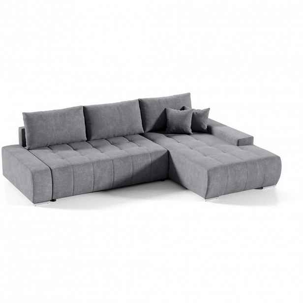 Beautysofa ROHOVÁ rozkládací pohovka Draco L tmavě šedá,pravá, velurová látka