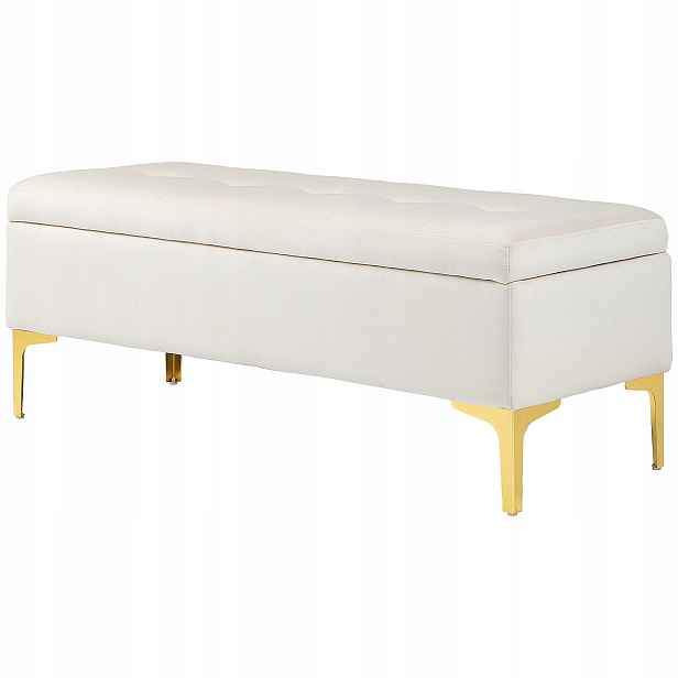 Čalouněná lavička Homcom s úložným prostorem 120 cm, béžové zlaté nohy