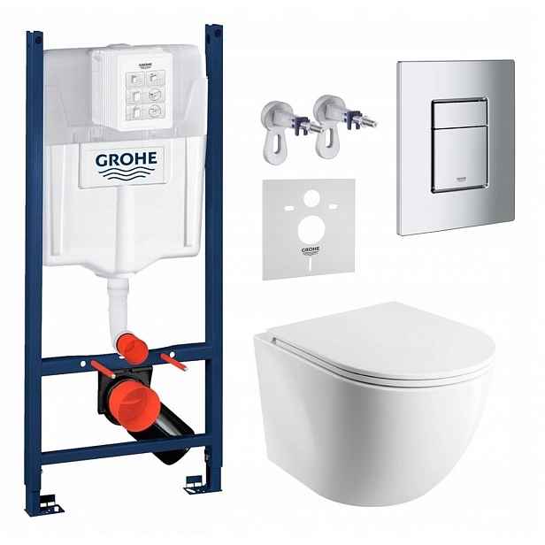 Sada Wc Rám Grohe Rapid s mísou Wc Ottawa Cspmwbm a tlačítkem chrom
