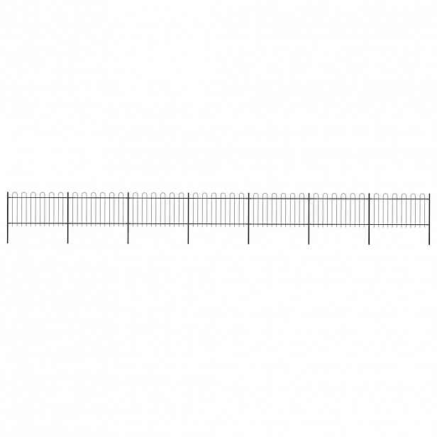 vidaXL Zahradní plot s obloukem nahoře ocelový 1172 x 100 cm černý