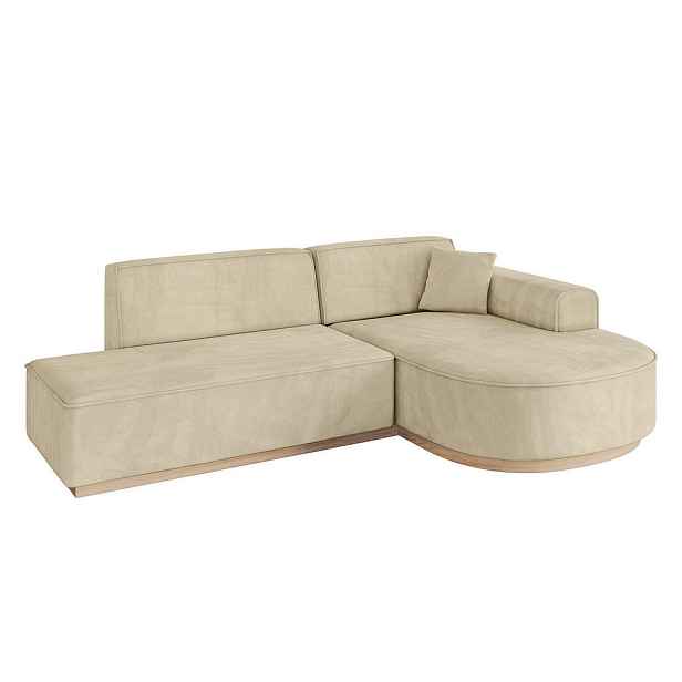 ALTDECOR ROHOVÁ SEDAČKA s otomanem, pravá ARRIO-L1 243x171x83 Béžová Velur