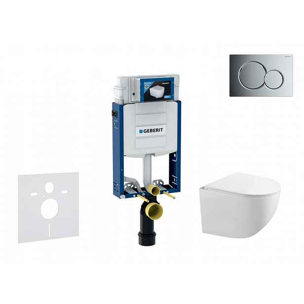 Geberit Kombifix - Set předstěnové instalace, klozetu Gaia a sedátka softclose, tlačítko Sigma01, lesklý chrom SANI15CA1118