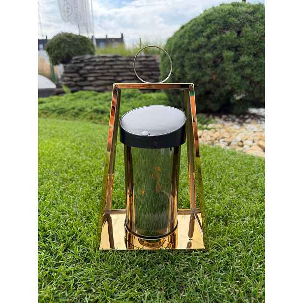Hřbitovní Svíčka zlatá – moderní náhrobní lampa s držákem 32 x 17 cm