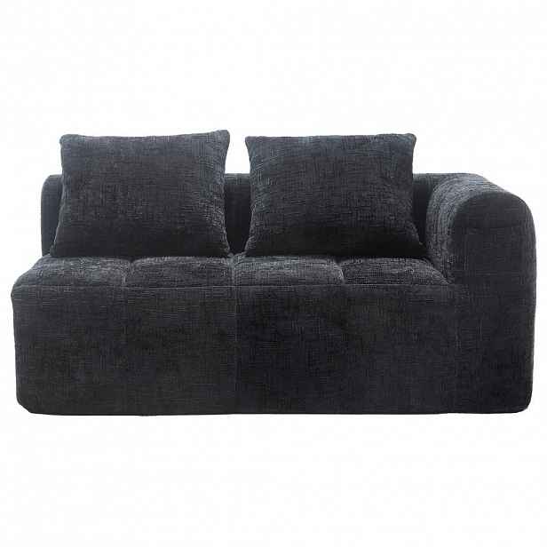 Redom POHOVKA pro 2 osoby 158/90/60 cm s bočními kapsami a polštářem, měkká ženylka, Černá