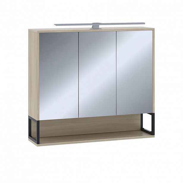Vicco KOUPELNOVÁ SKŘÍŇKA SE ZRCADLEM Vionna Dub/černá 80 x 71.5 cm se světlem LED