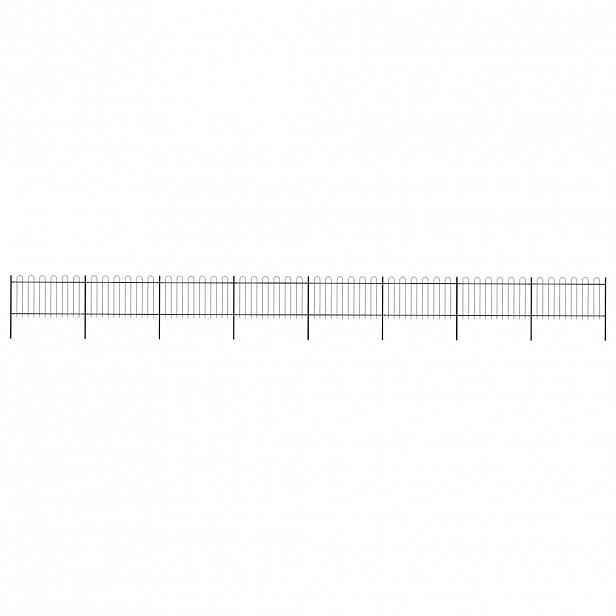 vidaXL Zahradní plot s obloukem nahoře ocelový 1339 x 100 cm černý