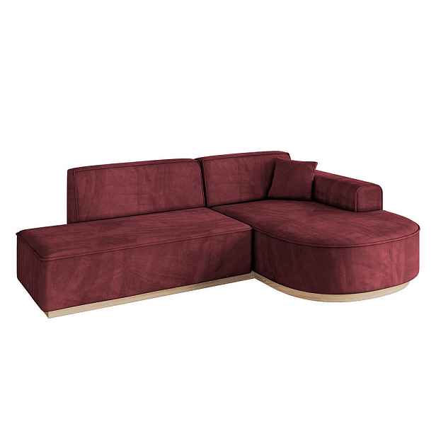 ALTDECOR ROHOVÁ SEDAČKA s otomanem, pravá ARRIO-L1 243x171x83 Bordó Velur