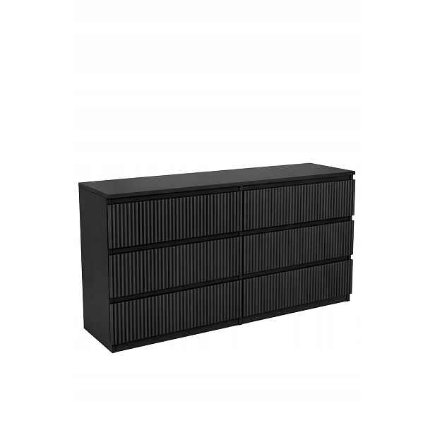 Komoda Rýhovaná se zásuvkami Černá 120 cm 6 zásuvek do ložnice obývacího pokoje